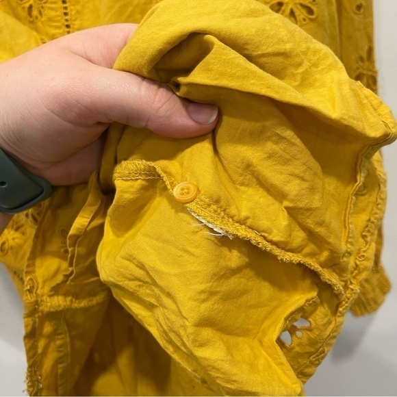 J. Crew Mustard Yellow Eyelet Ruffle Top Size XS - Picture 7 of 7